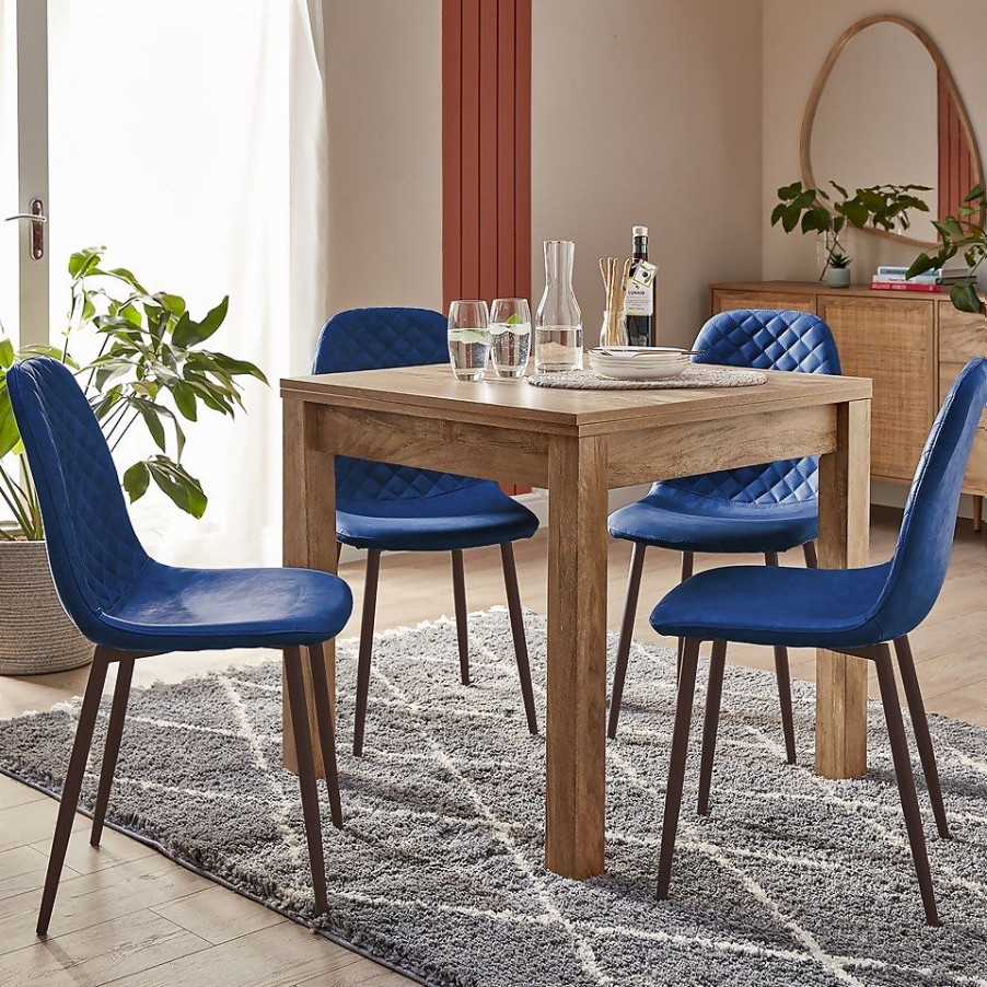 Homebase Dining Room Furniture | Perth Velvet Diamond Back Dining Chair - Set Of 2 - Navy