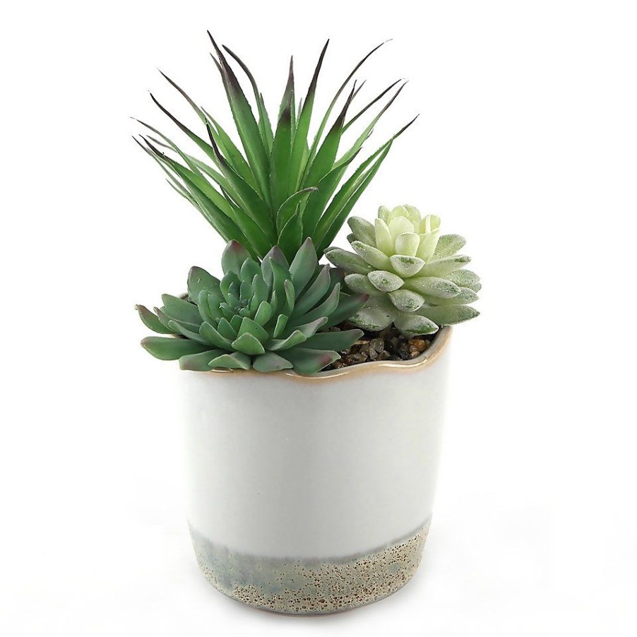 Homebase Artificial Plants | Dipped Ceramic Pot With Plant - Green