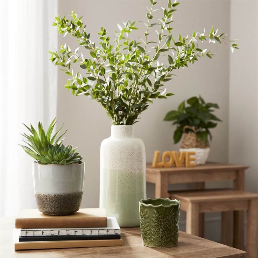 Homebase Artificial Plants | Dipped Ceramic Pot With Plant - Green