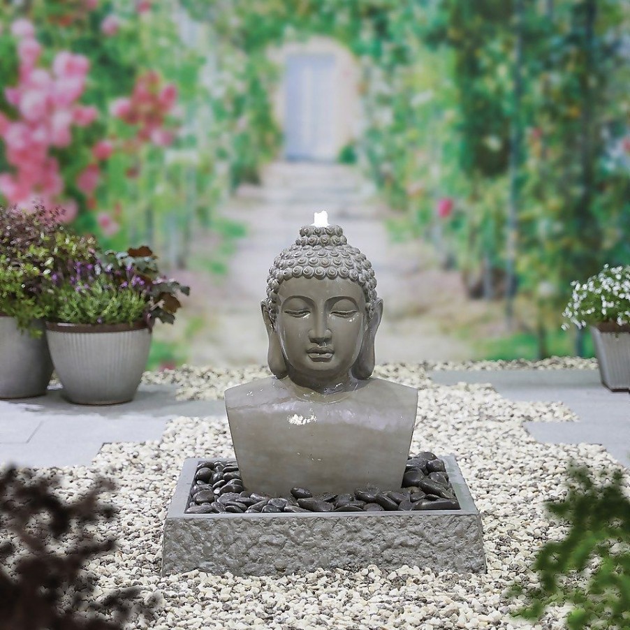 Homebase Water Features | Stylish Fountain Lotus Buddha Water Feature With Leds