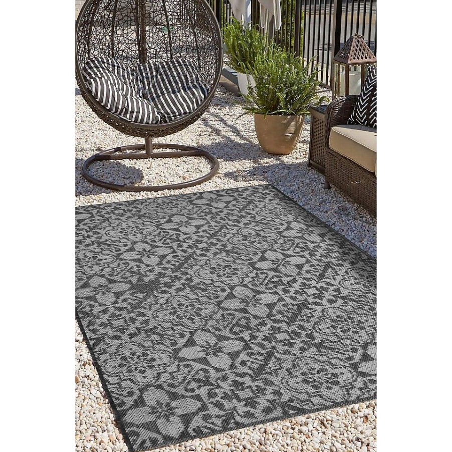 Homebase Rugs | Indoor Outdoor Tile Rug - Grey - 100X150Cm