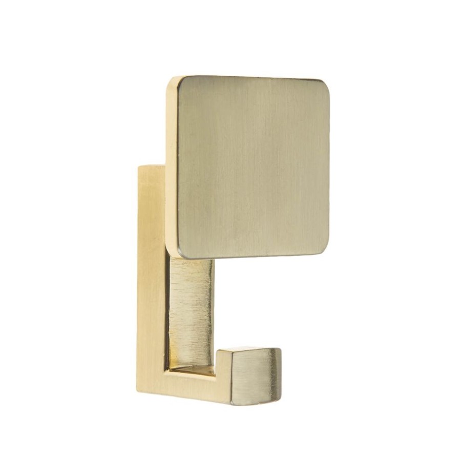 Homebase Hallway Furniture | Square Back Hook - Brushed Brass