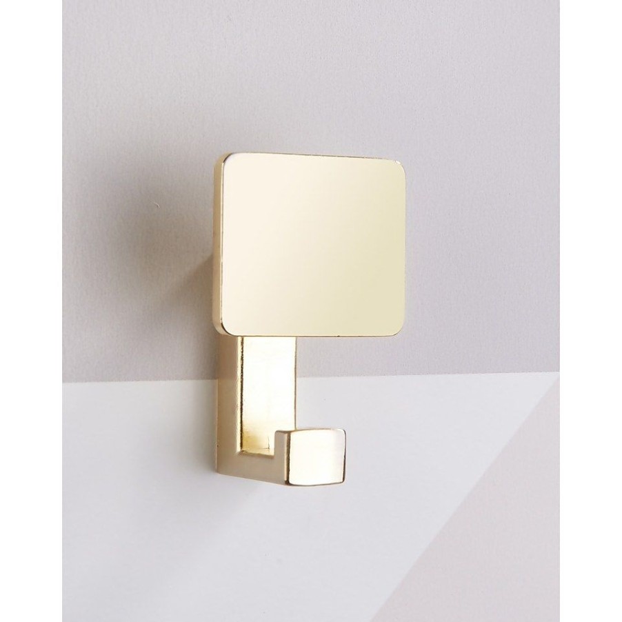 Homebase Hallway Furniture | Square Back Hook - Brushed Brass