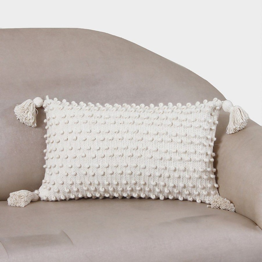 Homebase Cushions | Woven Bobble Tassel Cushion