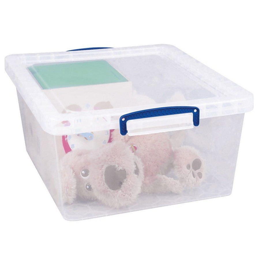 Homebase Storage Containers | Really Useful Nestable Plastic Storage Box - 17.5L - Clear (Pack Of 3)