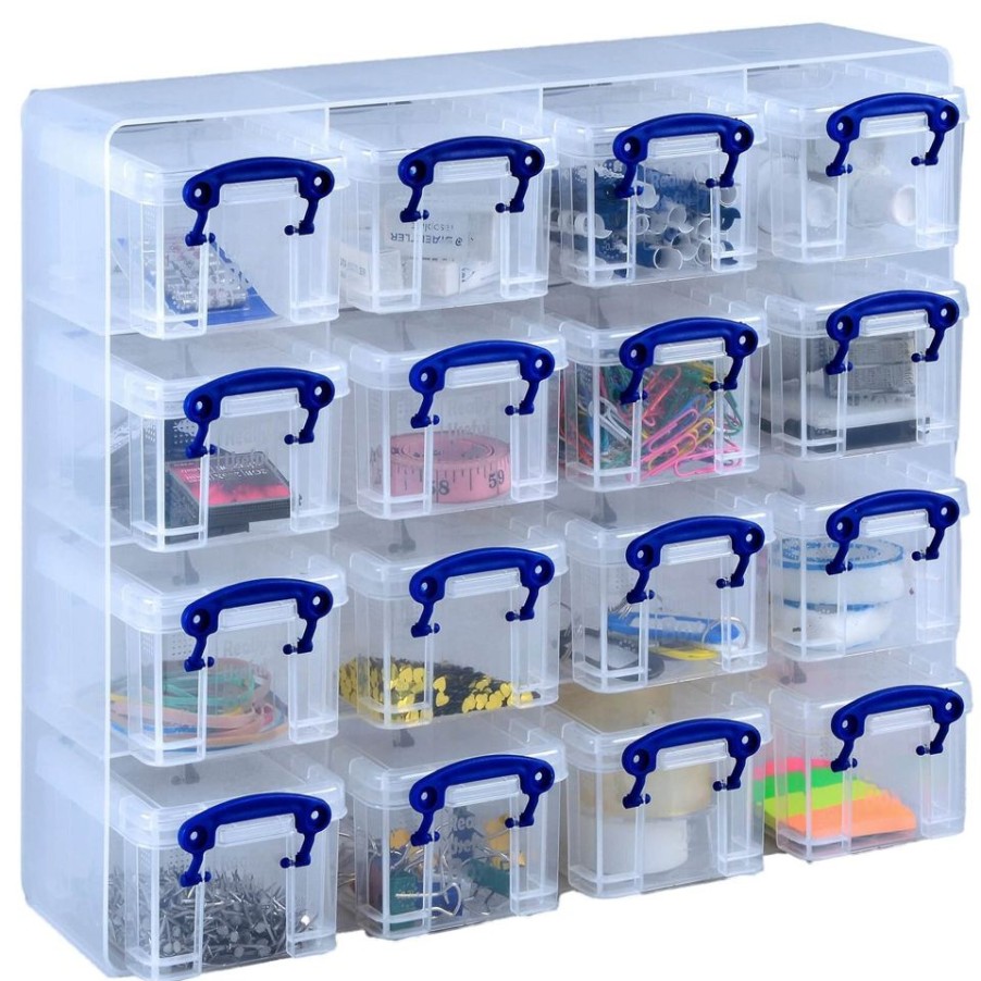 Homebase Storage Containers | Really Useful Boxes - Clear - 0.3L - 16 Box Set