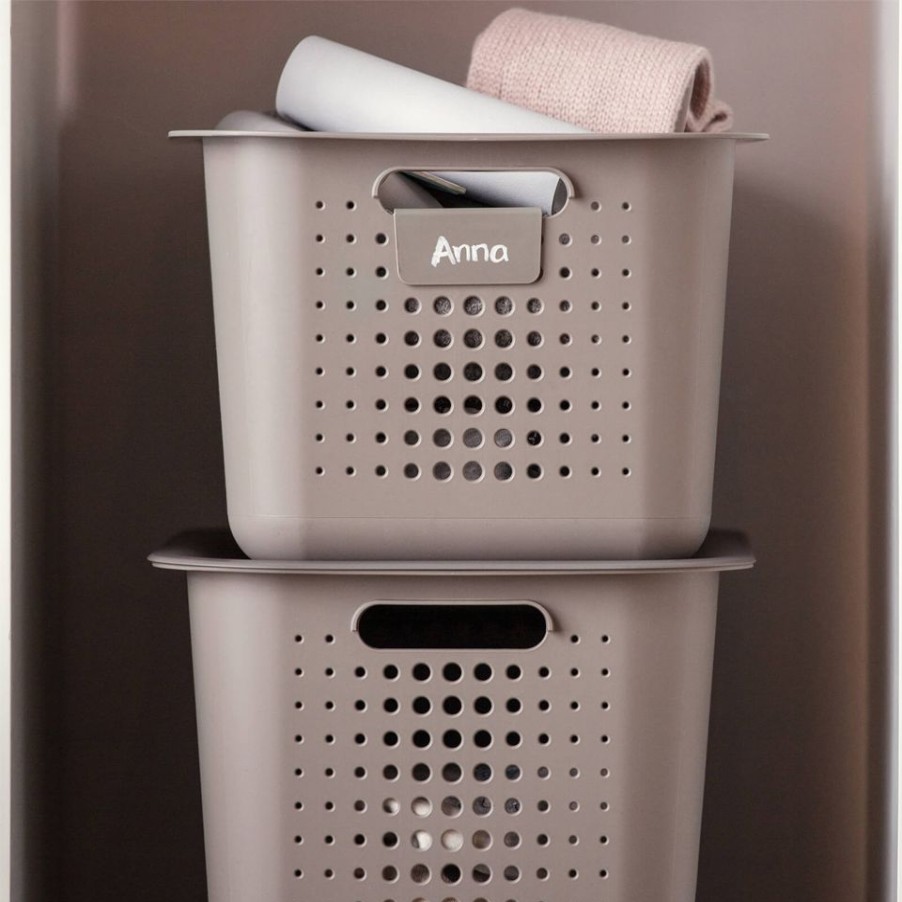 Homebase Clothes Storage | 2 Pack Smartstore Wardrobe Basket Tag - Taupe