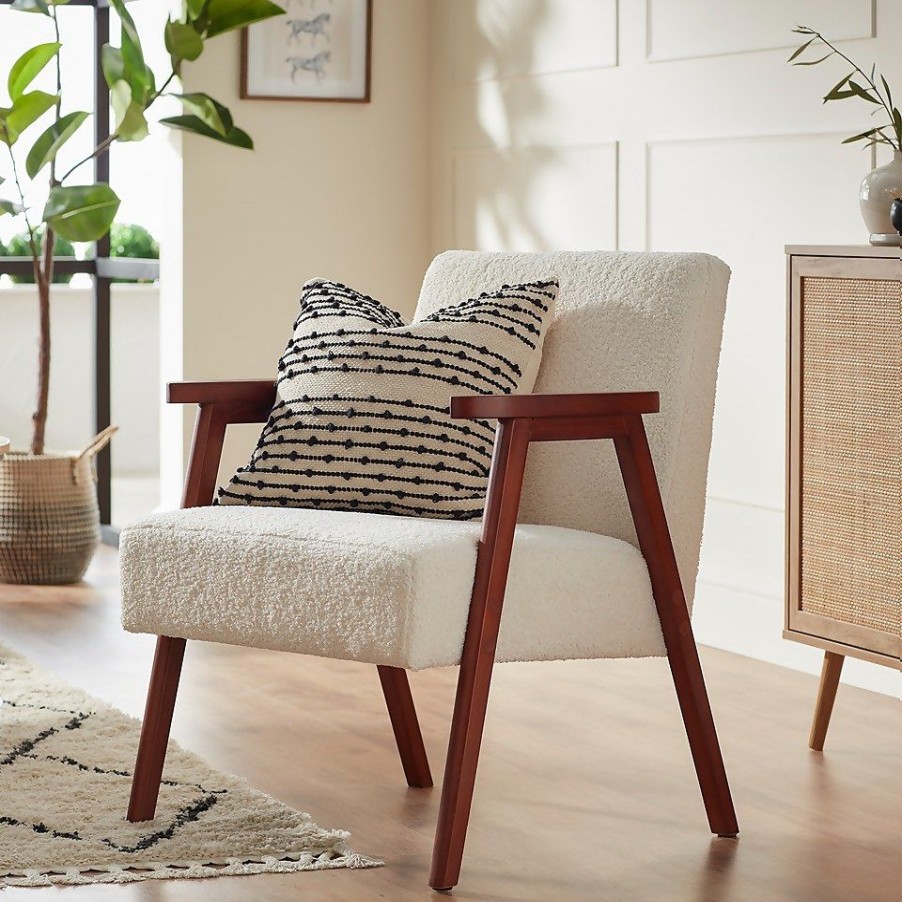 Homebase Chairs | Alex Mid Century Boucle Armchair - Cream