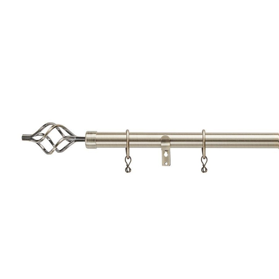 Homebase Curtain Poles & Tracks | Antique Brass Extendable Curtain Pole With Cage Finial- 120-210Cm (Dia 25/28Mm)