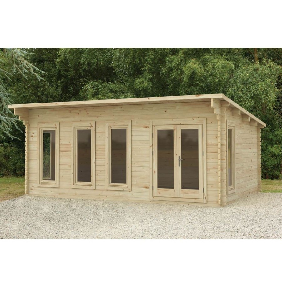 Homebase Garden Buildings | Forest Wolverley 6.0M X 4.0M Log Cabin Double Glazed 24Kg Polyester Felt, Plus Underlay