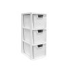 Homebase Storage Containers | Medium Rattan Effect 3 Drawer Storage Tower - White