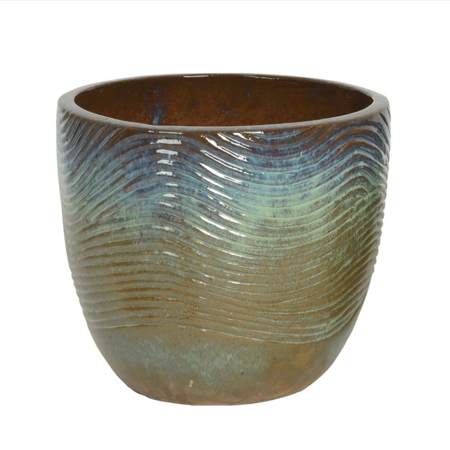 Homebase Plant Pots | Maxime Green Glazed Terracotta Planter - Large