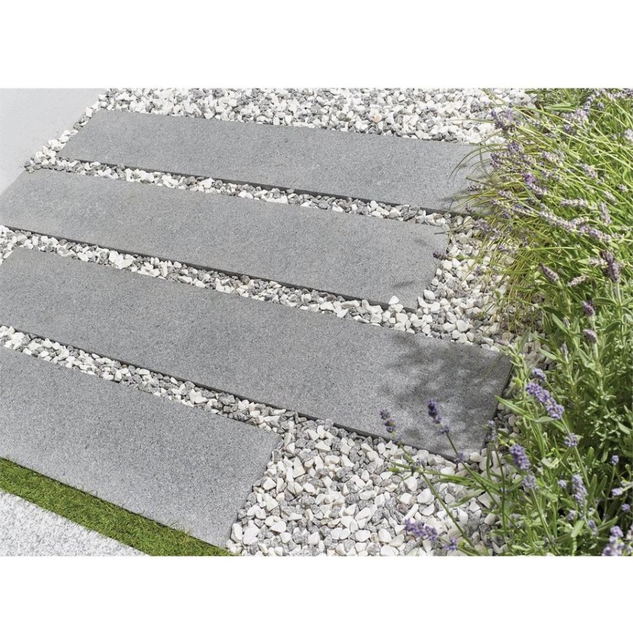 Homebase Paving Stones & Slabs | Granite Paving 600 X 200Mm Dark Grey - Full Pack Of 92 Slabs