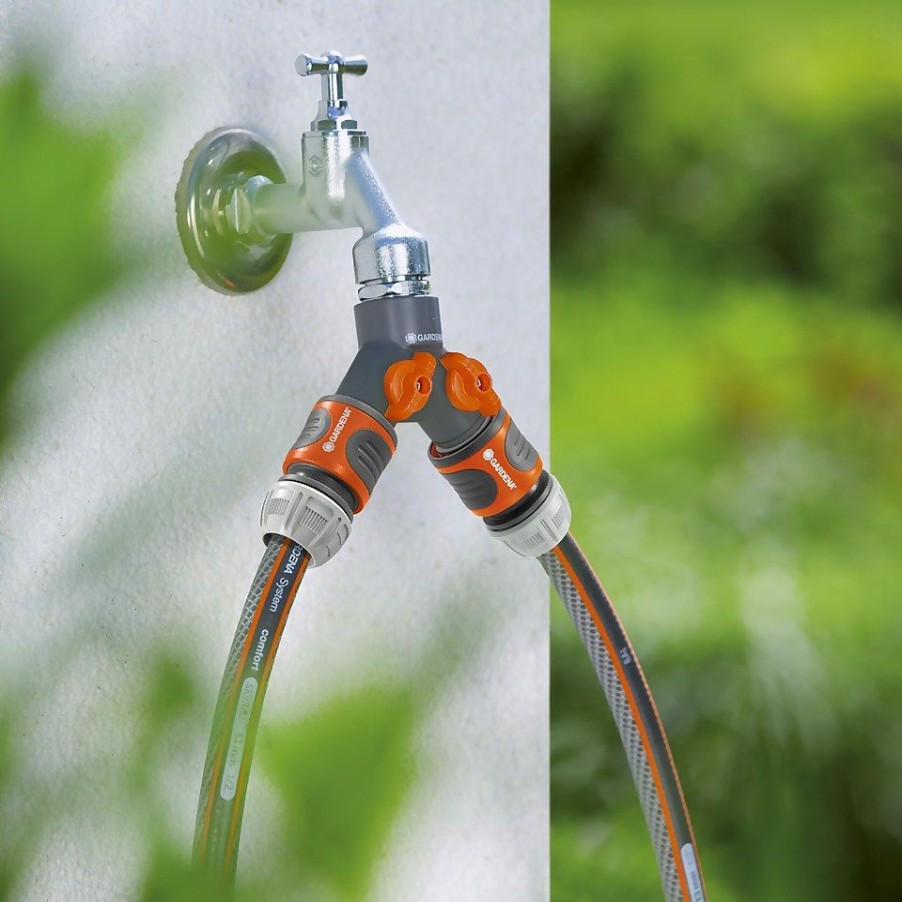 Homebase Garden Hoses & Watering | Gardena Twin Tap Connector 26.5 Mm (G 3/4")