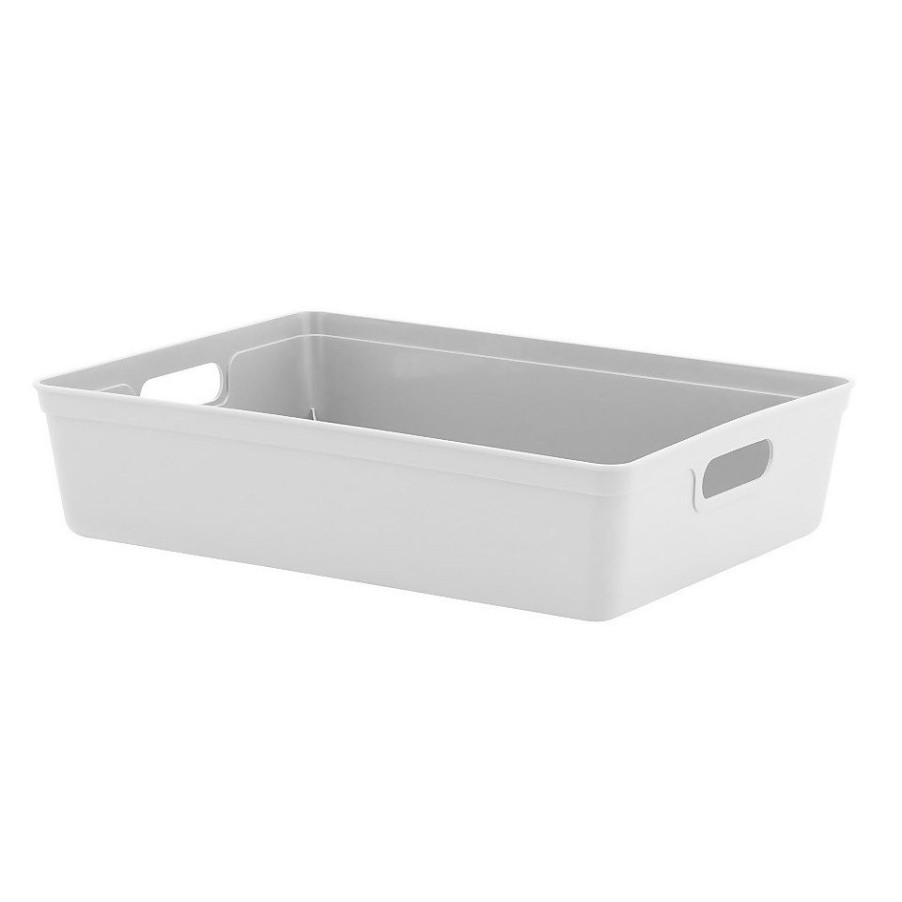 Homebase Storage Containers | Shallow Plastic Storage Tray - Grey - 6L