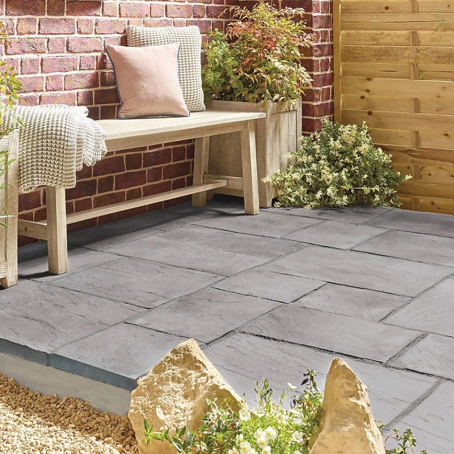 Homebase Paving Stones & Slabs | Stylish Stone Chantry Paving 600 X 600Mm Graphite - Full Pack Of 28 Slabs