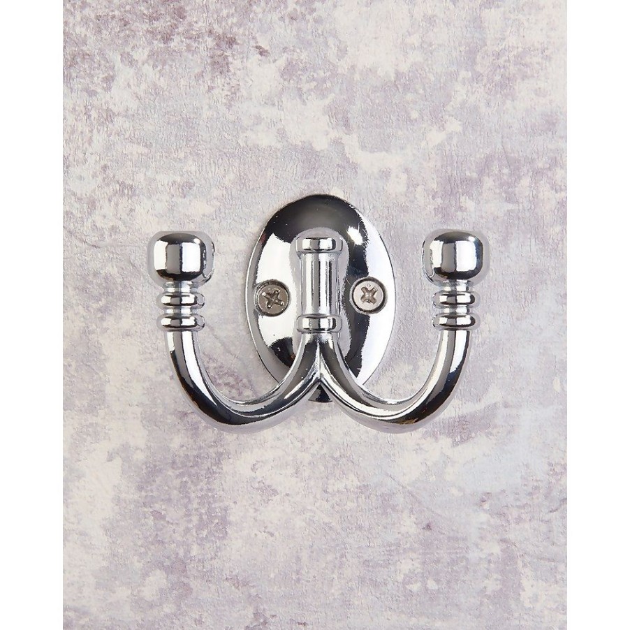 Homebase Hallway Furniture | Ball End Double Robe Hook - Chrome