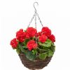 Homebase Artificial Plants | Artificial Red Geranium Hanging Basket