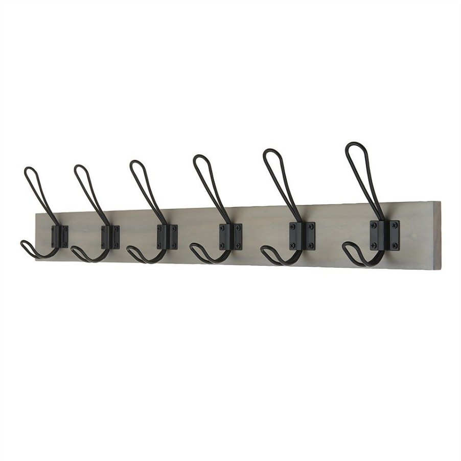 Homebase Hallway Furniture | 6 Black Wire Hook On Light Grey Ash Board