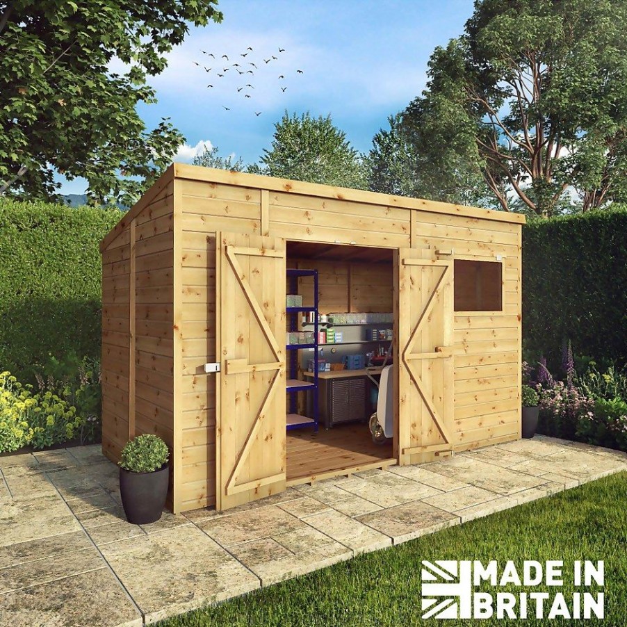 Homebase Garden Sheds | Mercia 12Ft X 8Ft Premium Shiplap Pent Shed - Including Installation