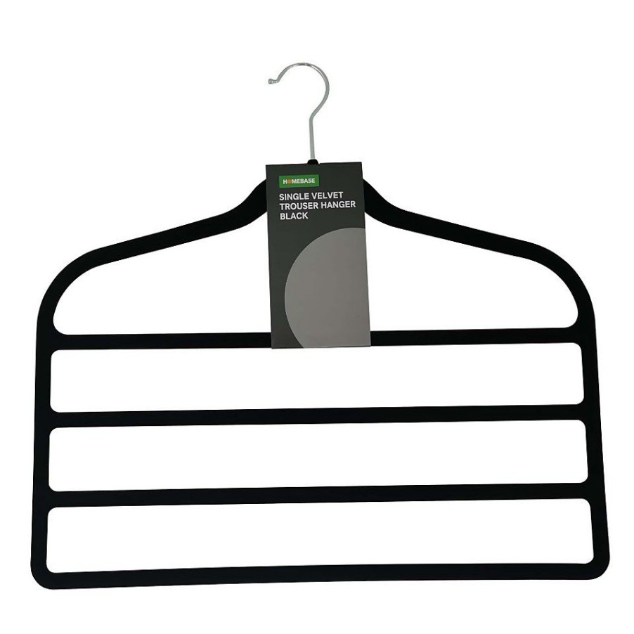 Homebase Clothes Storage | Single Black Velvet Trouser Hanger