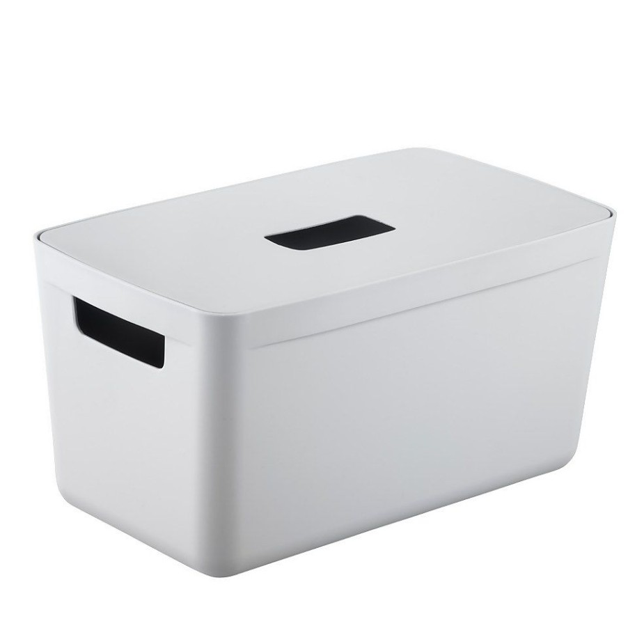 Homebase Storage Containers | Inabox Home Storage Box & Lid - 8L - Windmill White