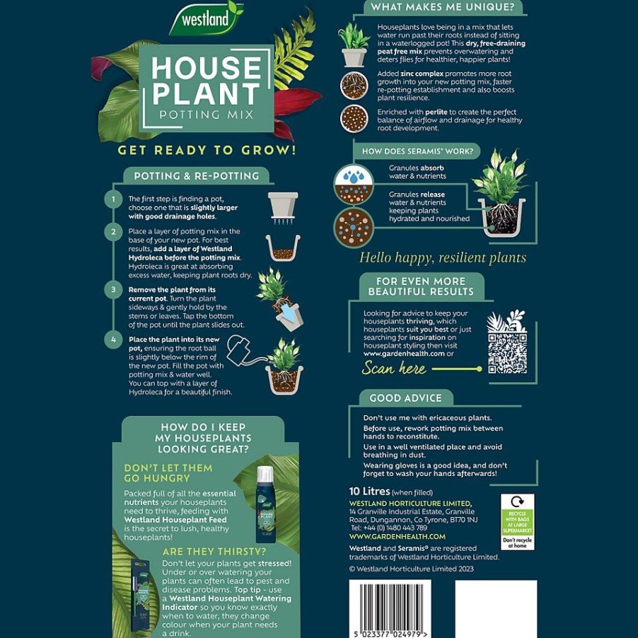 Homebase Compost | Westland Peat Free Houseplant Potting Mix - 10L