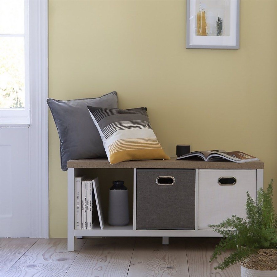 Homebase Storage & Home Deals | Striped Cushion - Ochre & Grey