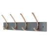 Homebase Hallway Furniture | 4 Large Rib Copper Hook On Slate Grey Bloc Board