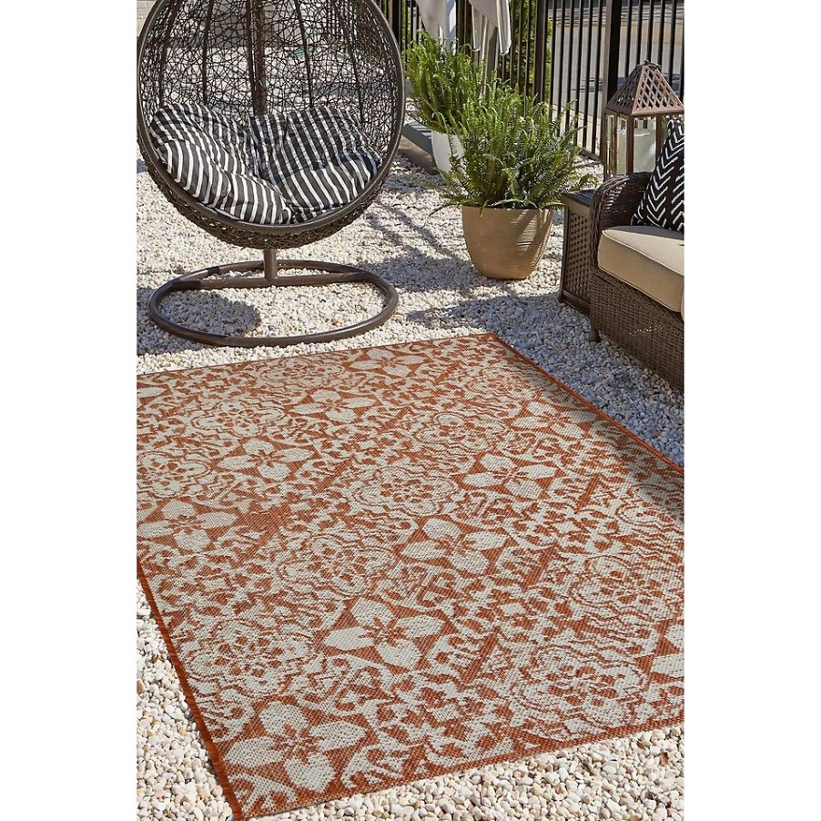 Homebase Rugs | Indoor Outdoor Tile Rug - Terracotta - 133X190Cm