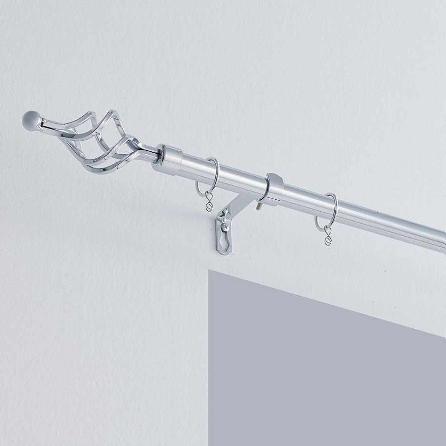 Homebase Curtain Poles & Tracks | Chrome Extendable Curtain Pole With Cage Finial- 170-300Cm (Dia 16/19Mm)