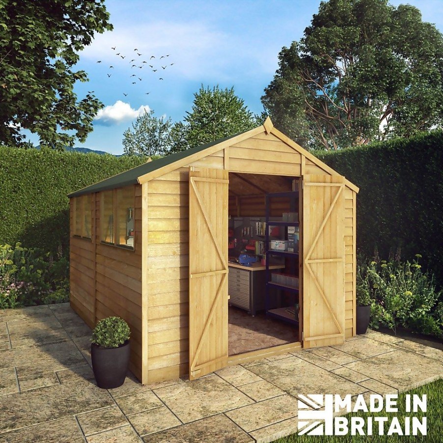 Homebase Garden Sheds | Mercia 10 X 8Ft Overlap Double Door Apex Shed