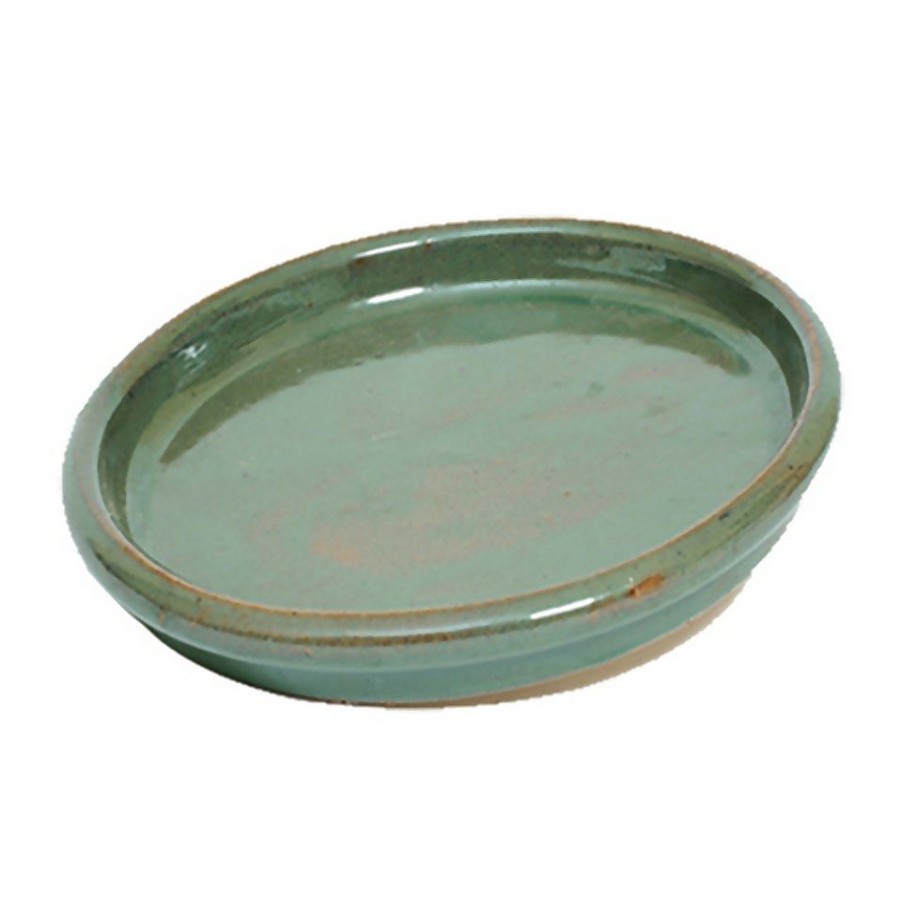 Homebase Plant Pots | Glazed Chiswick Green Pot Saucer - 28Cm