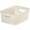 Homebase Storage Containers | Curver My Style Medium Rectangular Plastic Storage Basket - Vintage White - 13L