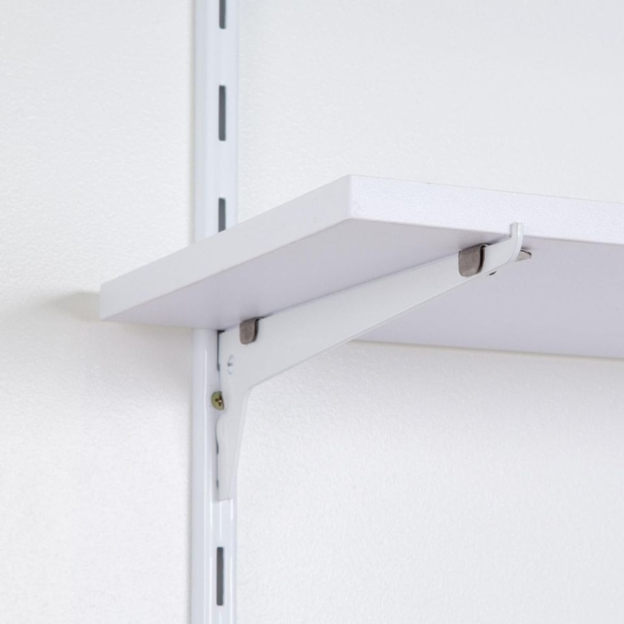 Homebase Shelving Brackets | Single Slot Upright Wall Strip - White - 100Cm