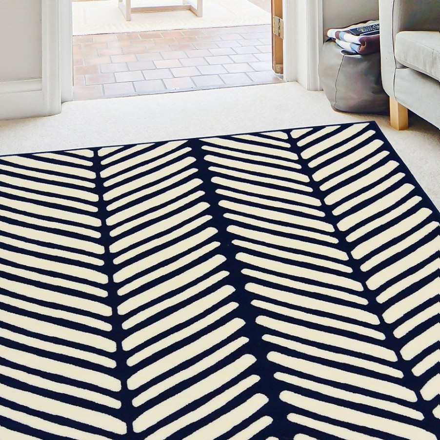 Homebase Rugs | Herringbone Rug - Navy - 120X170Cm