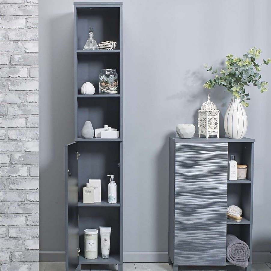 Homebase Office Furniture | Ruffle Tall Cabinet - Grey