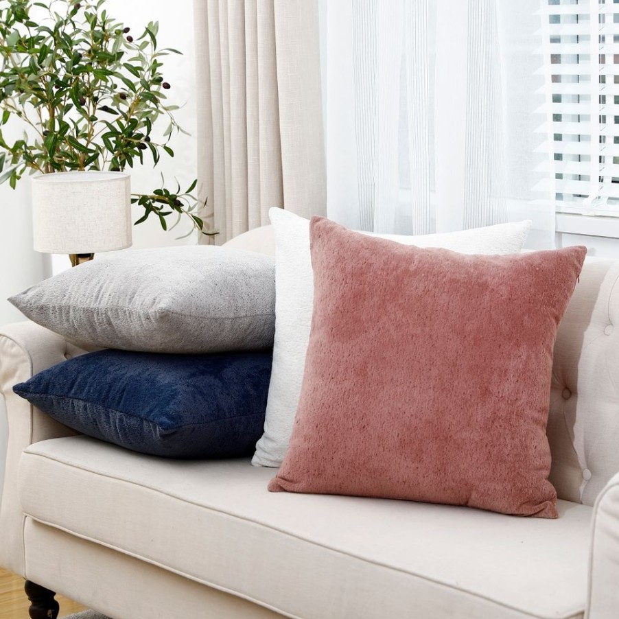 Homebase Cushions | Large Chenille Cushion - 58X58Cm - Blush