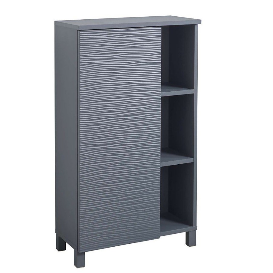 Homebase Hallway Furniture | Ruffle 1 Door 3 Shelf Console Table - Grey