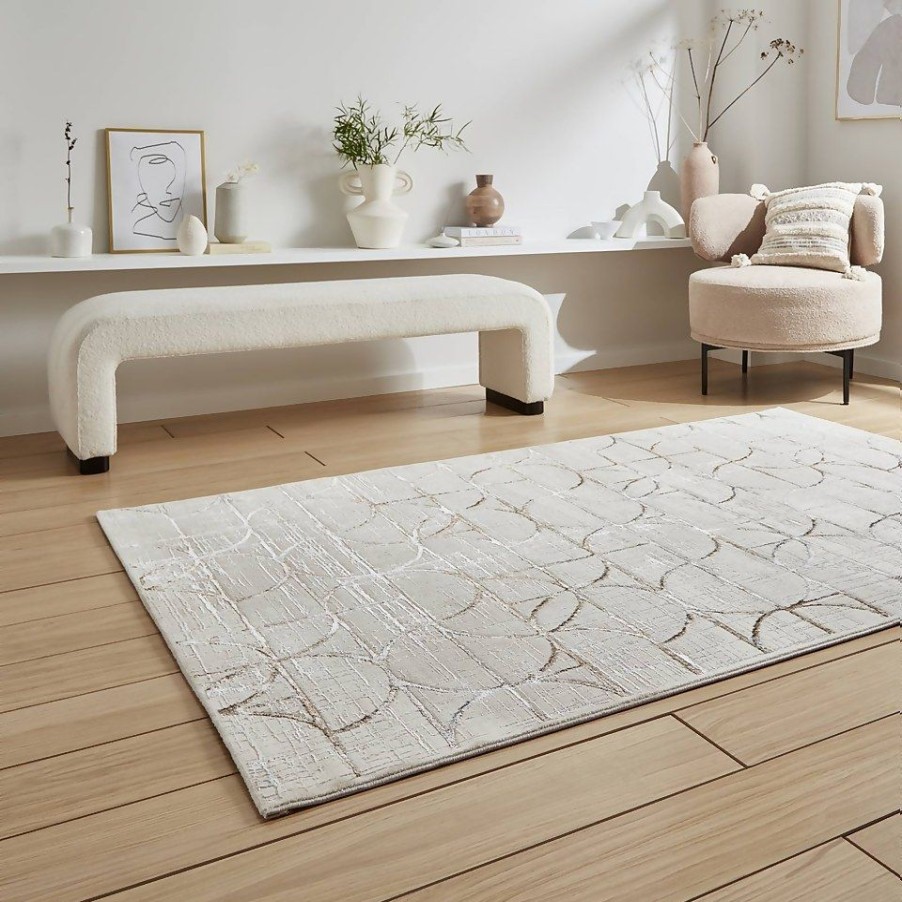 Homebase Rugs | Blair Shimmer Circle Rug - Cream - 160X230Cm