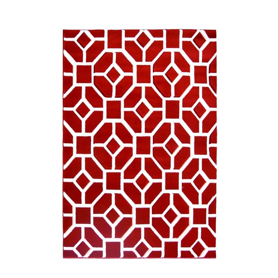 Homebase Rugs | Daytona Gorton Rug - Red - 120X170Cm