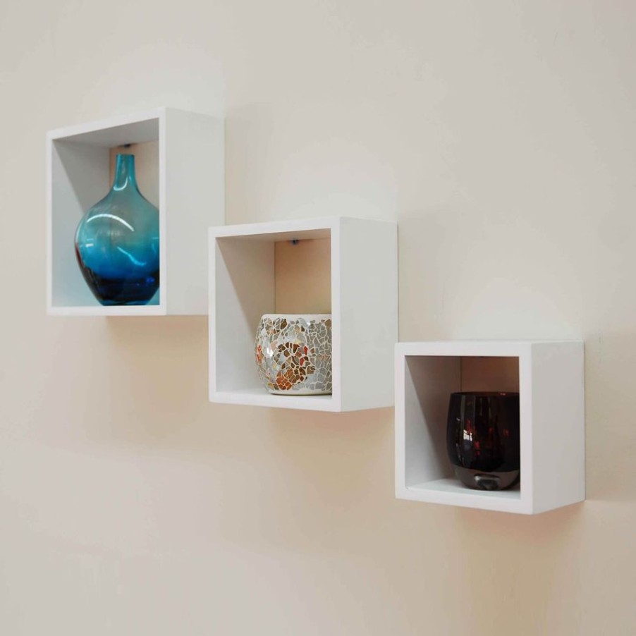 Homebase Wall Shelves | 3 Wall Cubes - Matt White