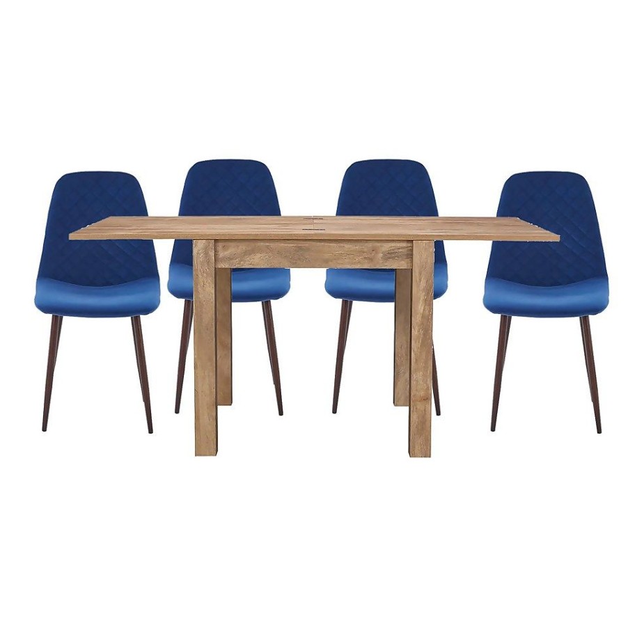 Homebase Dining Room Furniture | Kubu Extending Dining Table And 4 Perth Chairs - Navy