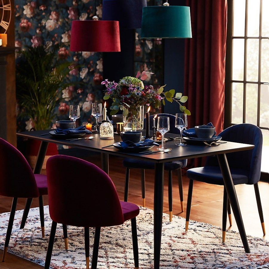 Homebase Dining Room Furniture | Illona Velvet Dining Chairs - Set Of 2 - Navy