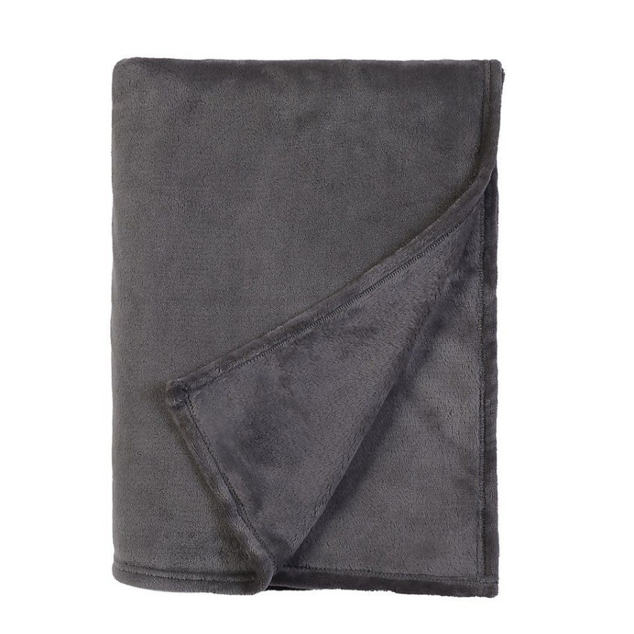 Homebase Bedspreads And Throws | Fleece Throw Charcoal 120X150Cm