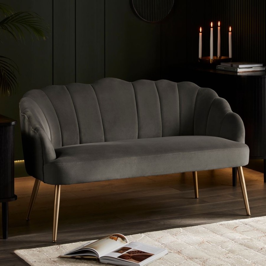 Homebase Sofas And Sofa Beds | Sophia Scallop Occasional Sofa - Matte Grey