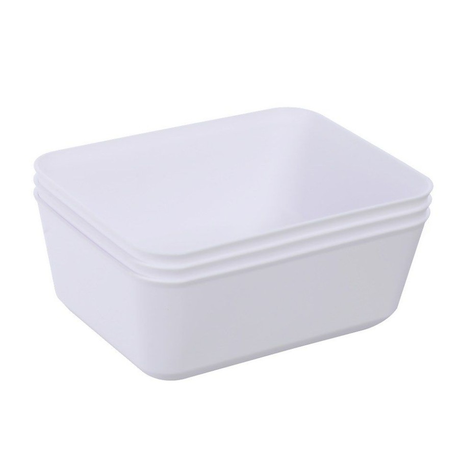 Homebase Storage Containers | Ezy Storage Utile Organisers Medium Storage Tray - Pack Of 3 - White