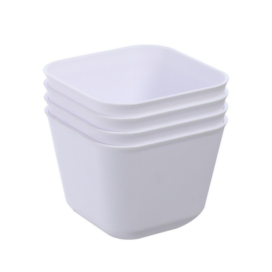 Homebase Storage Containers | Ezy Storage Utile Organisers Small Storage Tray - Pack Of 4 - White