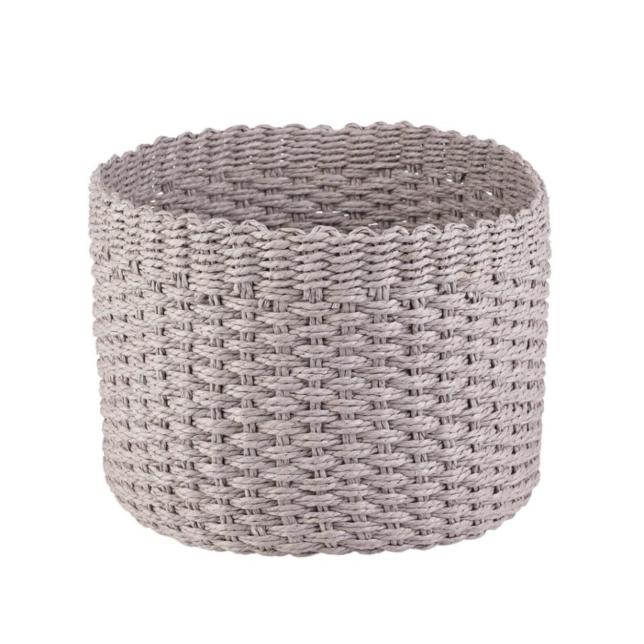 Homebase Storage Containers | Round Paper Rope Basket - Grey