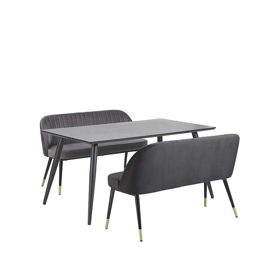 Homebase Dining Room Furniture | Illona Velvet Dining Bench - Grey